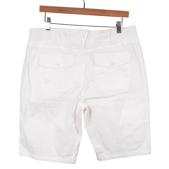 Gloria Vanderbilt Shorts 10 Womens White Cargo Pockets Elastic Waist Cotton - Picture 5 of 5